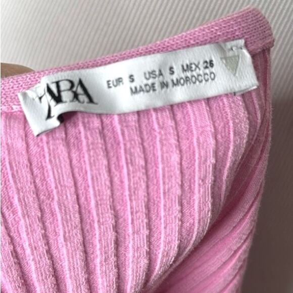 Zara Pink Ribbed Short Sleeve Bodysuit - Picture 4 of 8